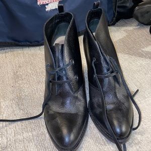 Cole haan leather heeled wedged booties.